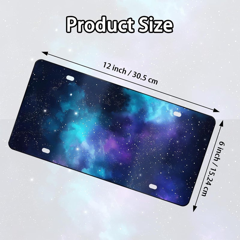 MCIAONE Front License Plate - Galaxy License Plate, Aluminum Sky Decorative License Plates Starry Sky, Space Novelty Vanity Tag, Car Decor Accessory with 4 Holes, 6×12 inch Car License Decor - Image 2